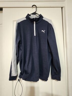 Puma Navy and White Athletic Half-Zip Pullover